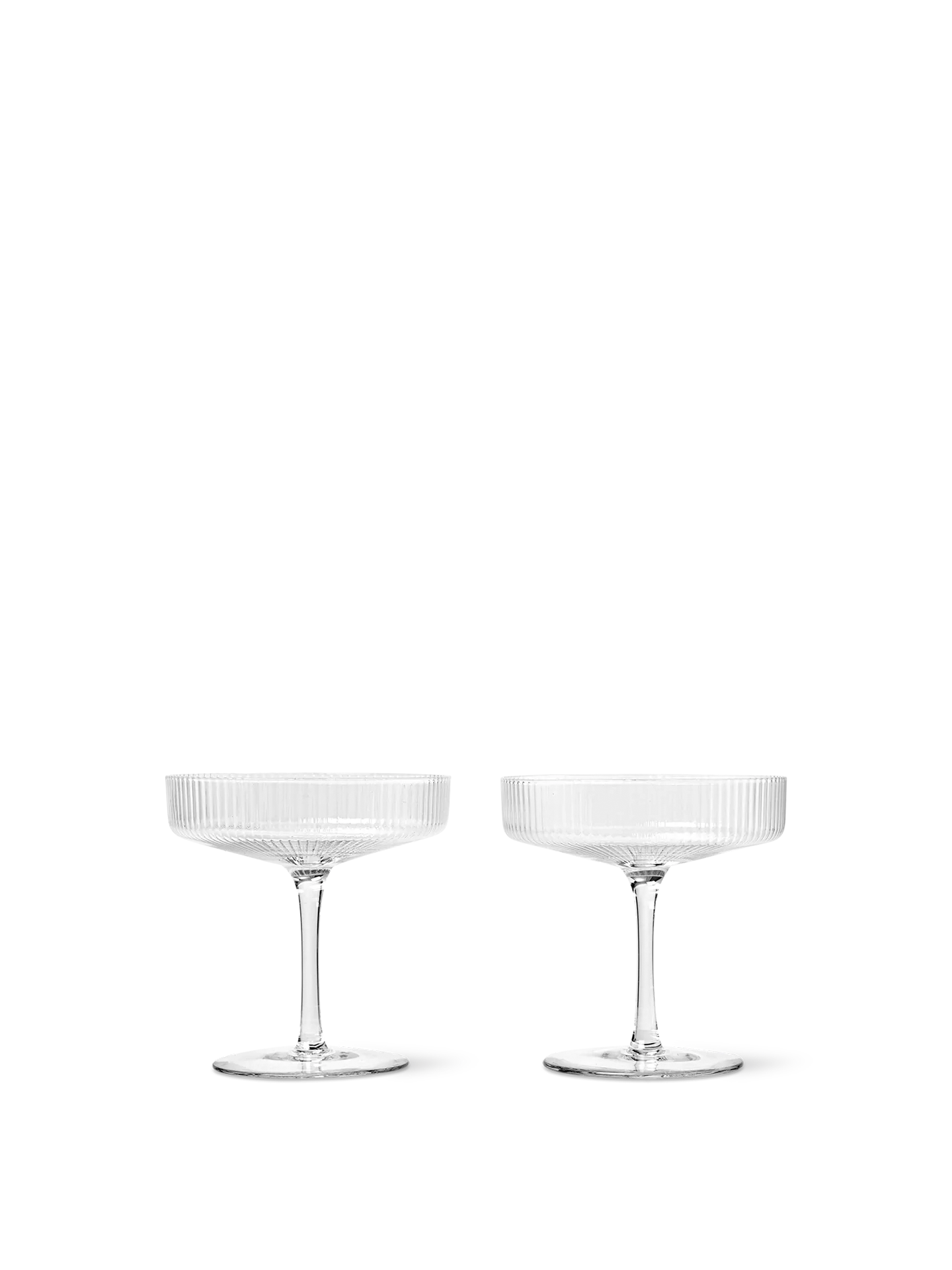 Copas de champán bajas Ripple – Set de 2 – Rosa rubor