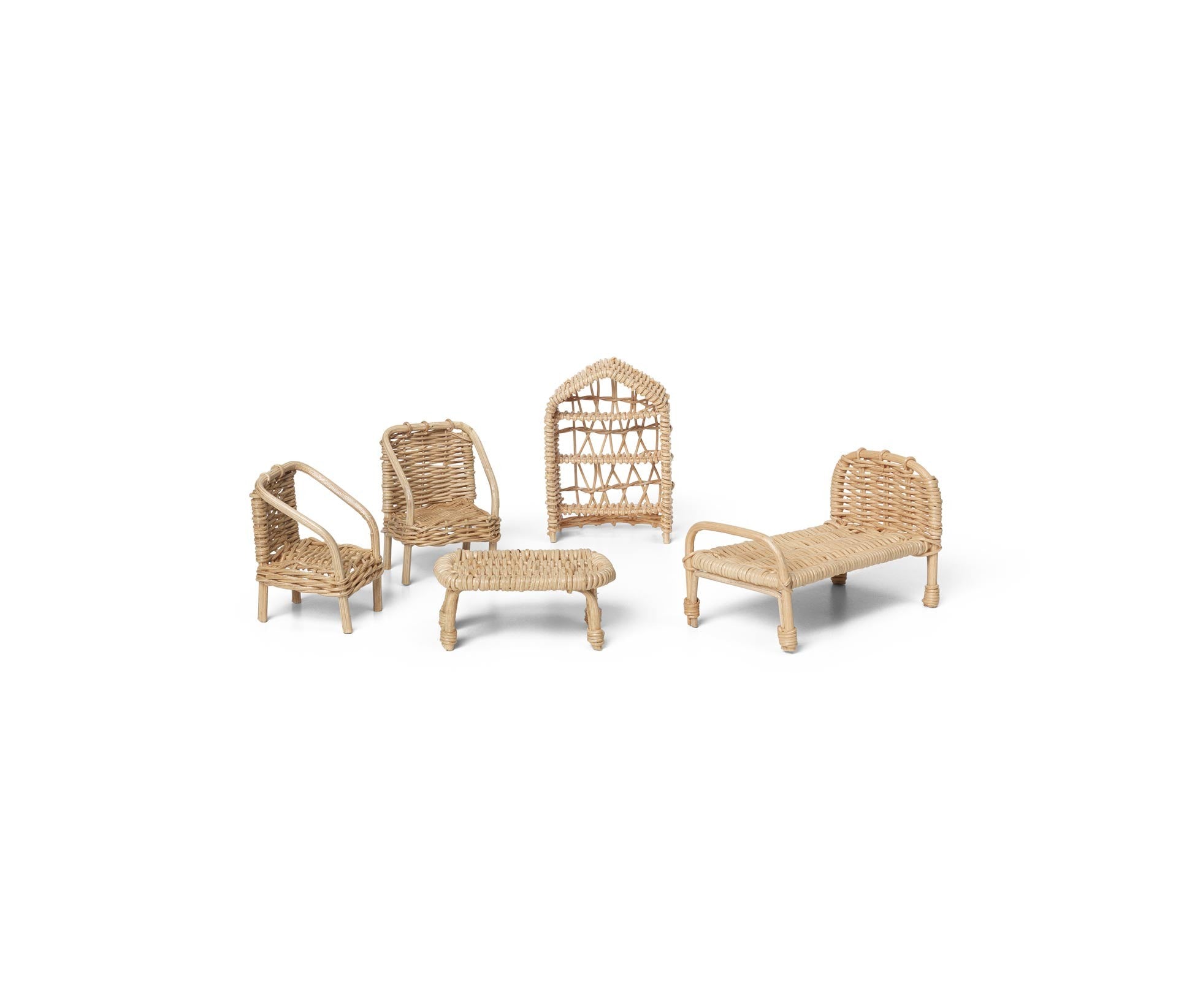 Muebles ratán casa de muñecas