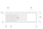 Encimera Inox 188 fregadera integrada + hueco cocina