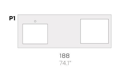 Encimera Vidrio 188 hueco fregadero + hueco cocina