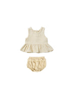 Conjunto peplum sin mangas | vintage stripe