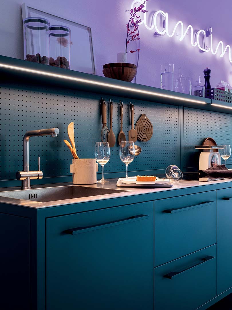 Encimera Inox 188 fregadera integrada + hueco cocina