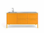 Stainless steel countertop 188 with integrated sink