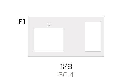 Encimera Vidrio 128 hueco fregadero + hueco cocina