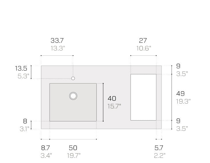 Encimera Inox 128 hueco cocina