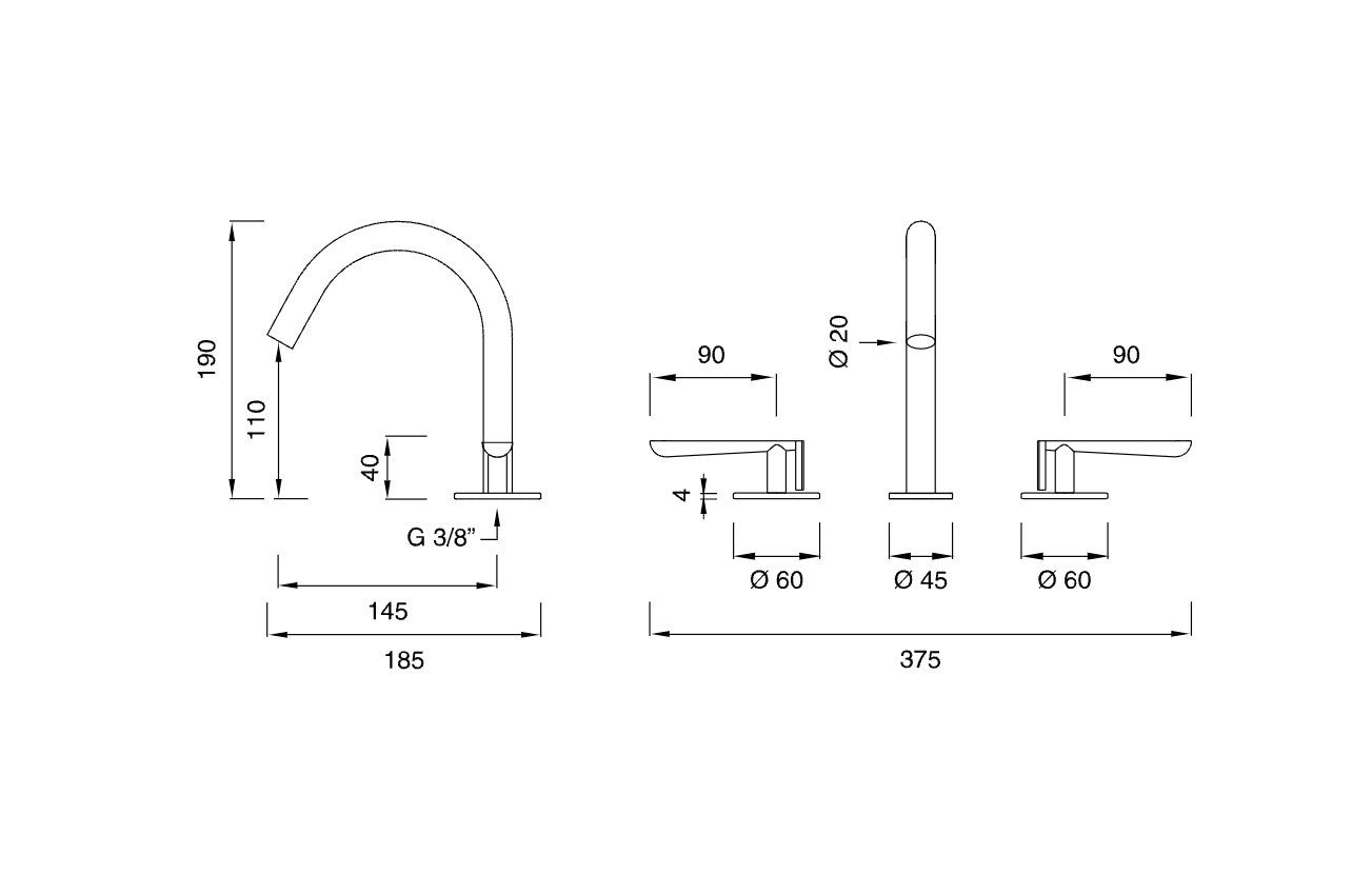 Grifo Lavabo LTZ10 H190