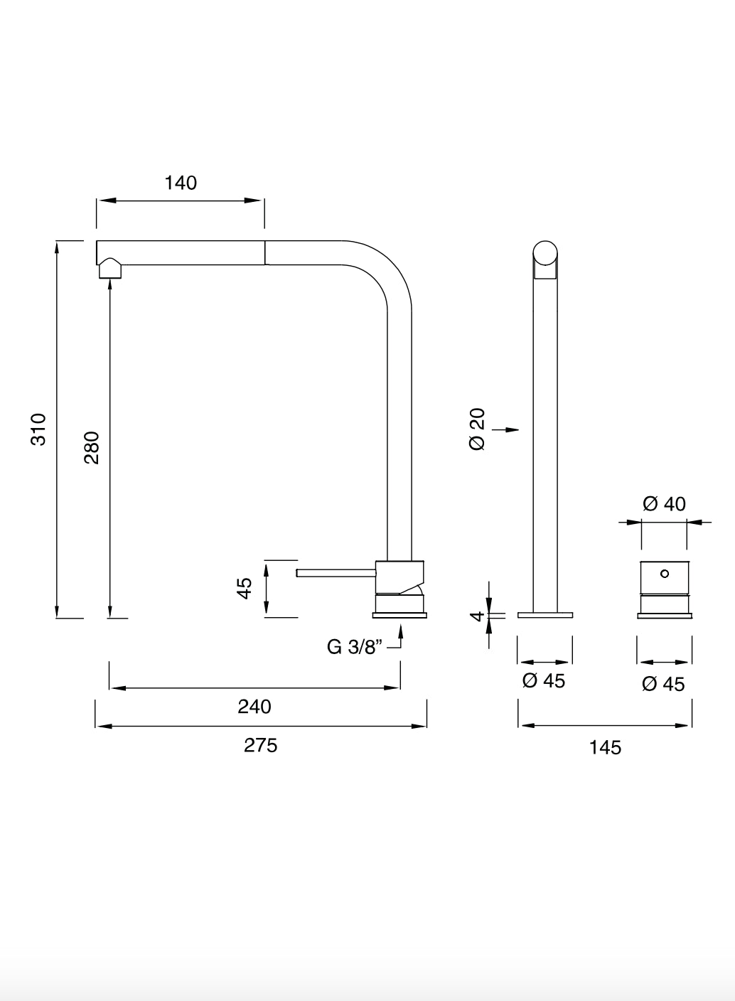 Grifo Cocina MILO360 MIL209 H31