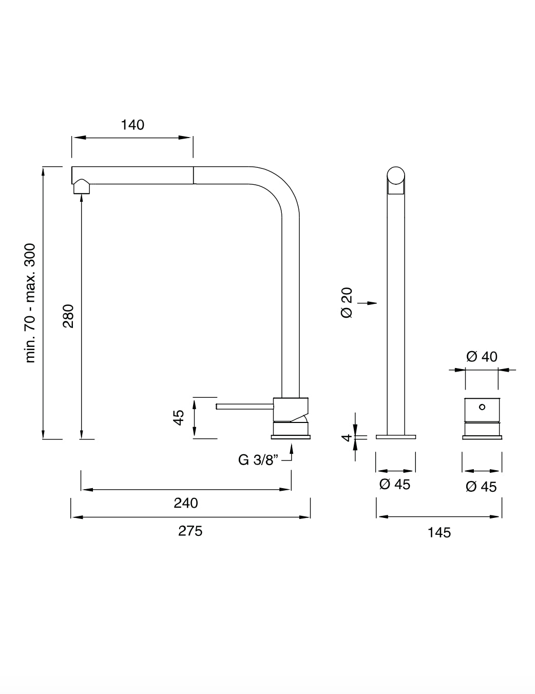 Grifo Cocina MILO360 MIL215 H30