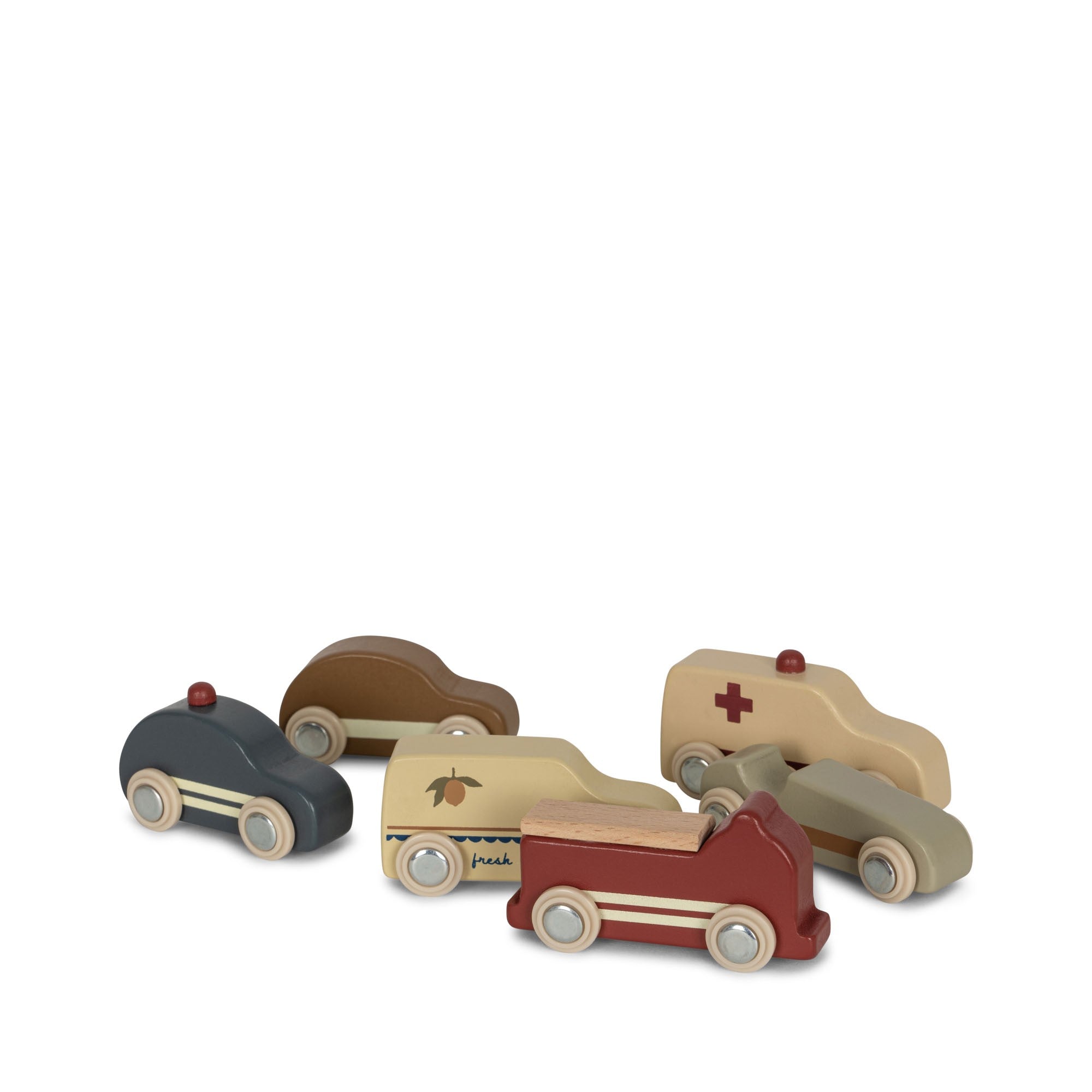 Mini coches de madera, paquete de 9