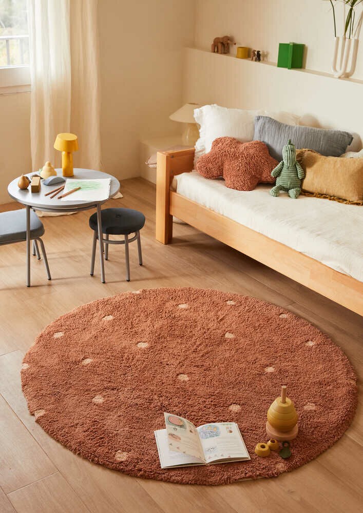 Alfombra Lavable Redonda | Dot Chestnut
