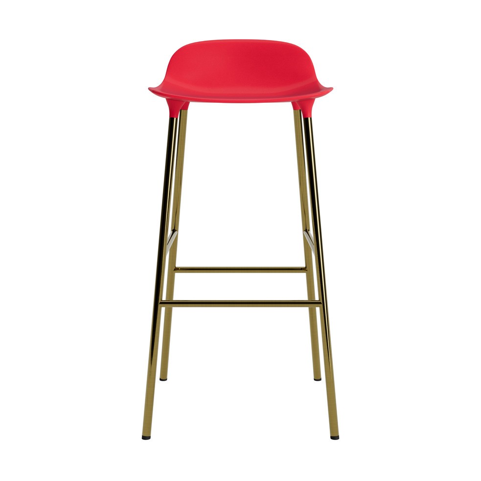 Taburete Form Rojo Brillante Patas Metal 75cm