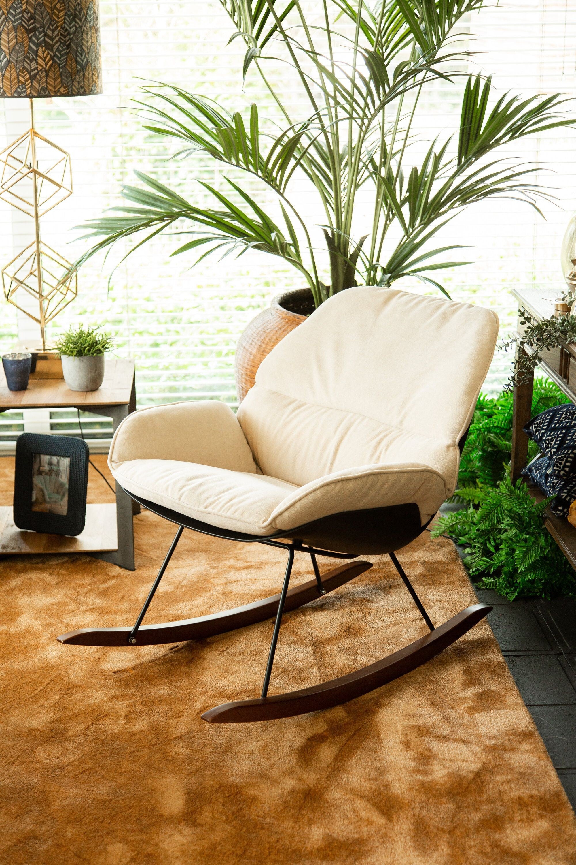 Sillón mecedora negro/blanco roto