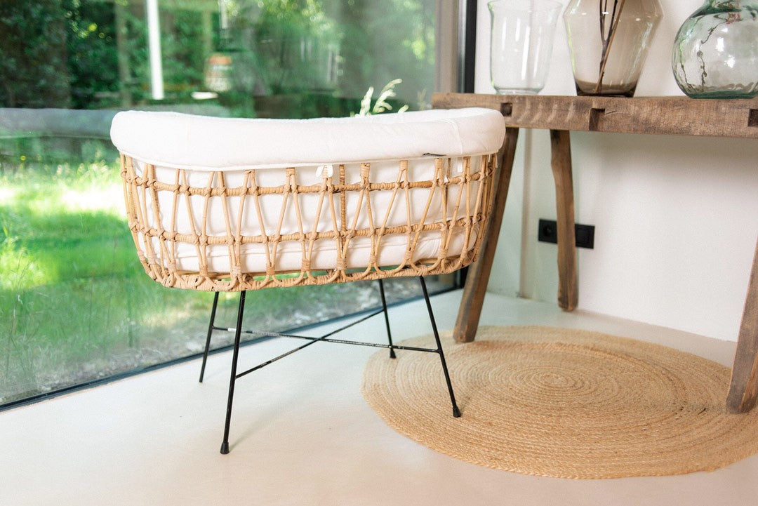 Cuna Rattan Metal 91x51 + Colchón