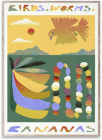 Lámina Birds, Worms, Bananas