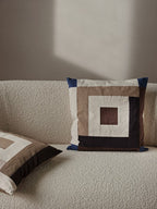 Cojín Border Patchwork Carob Brown/Bright Blue