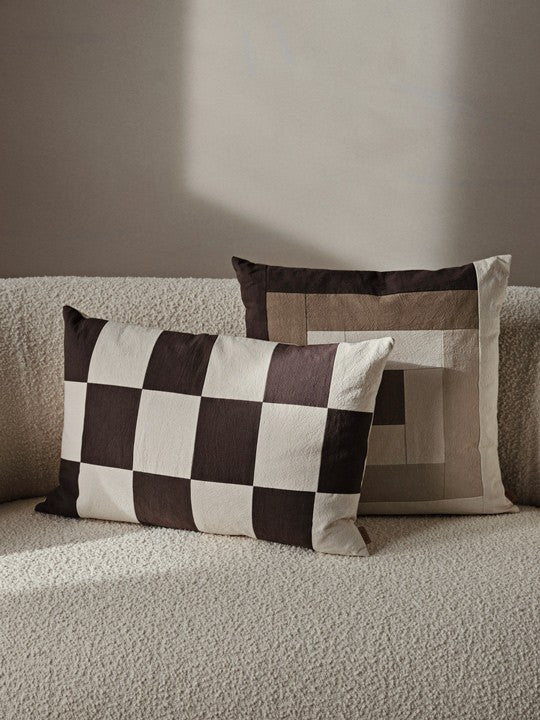 Cojín Border Patchwork 50x50 Coffee/Dark Sand