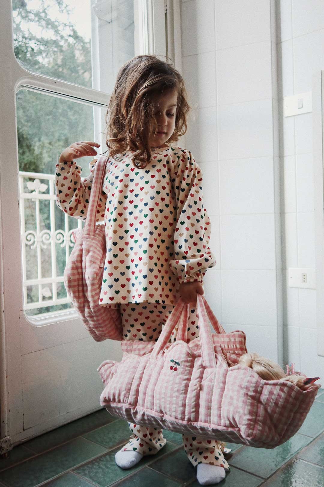 Moises para muñecas powder pink check