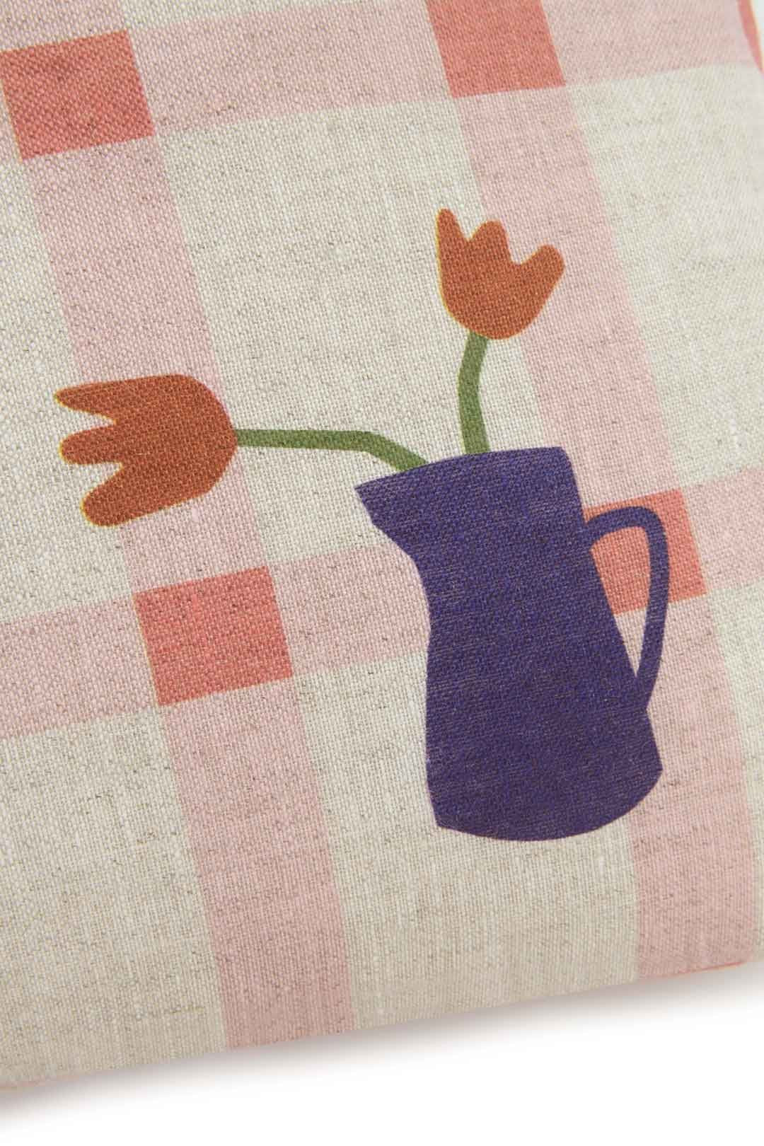 Cojín Vibes 44x25 Pink Windowpane Tulips