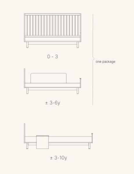 Cama convertible Kyo 140 x 70 - Nogal