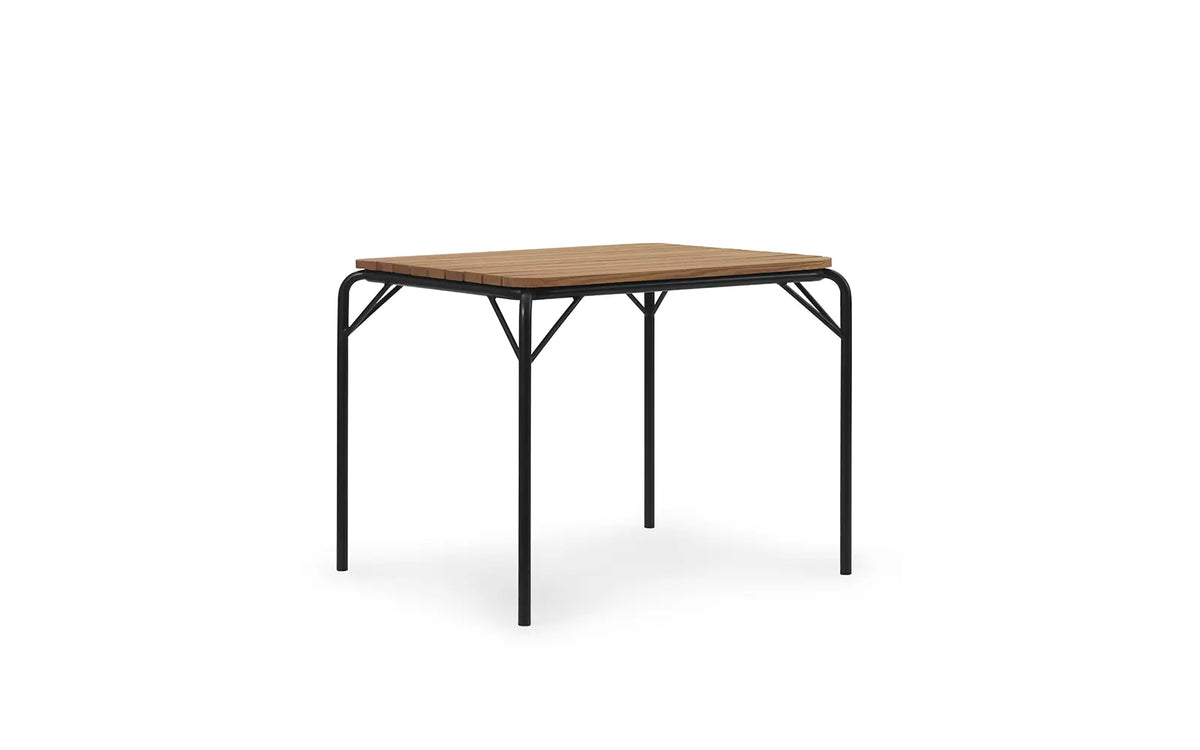 Mesa de exterior Vig 90 × 90 cm, robinia y verde oscuro