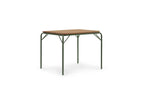 Mesa de exterior Vig 90 × 90 cm, robinia y verde oscuro