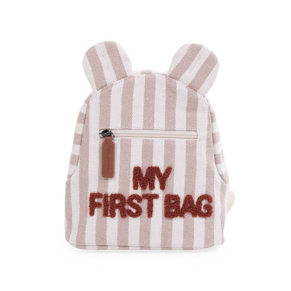 My First Bag Backpack Stripes Nude Terracotta