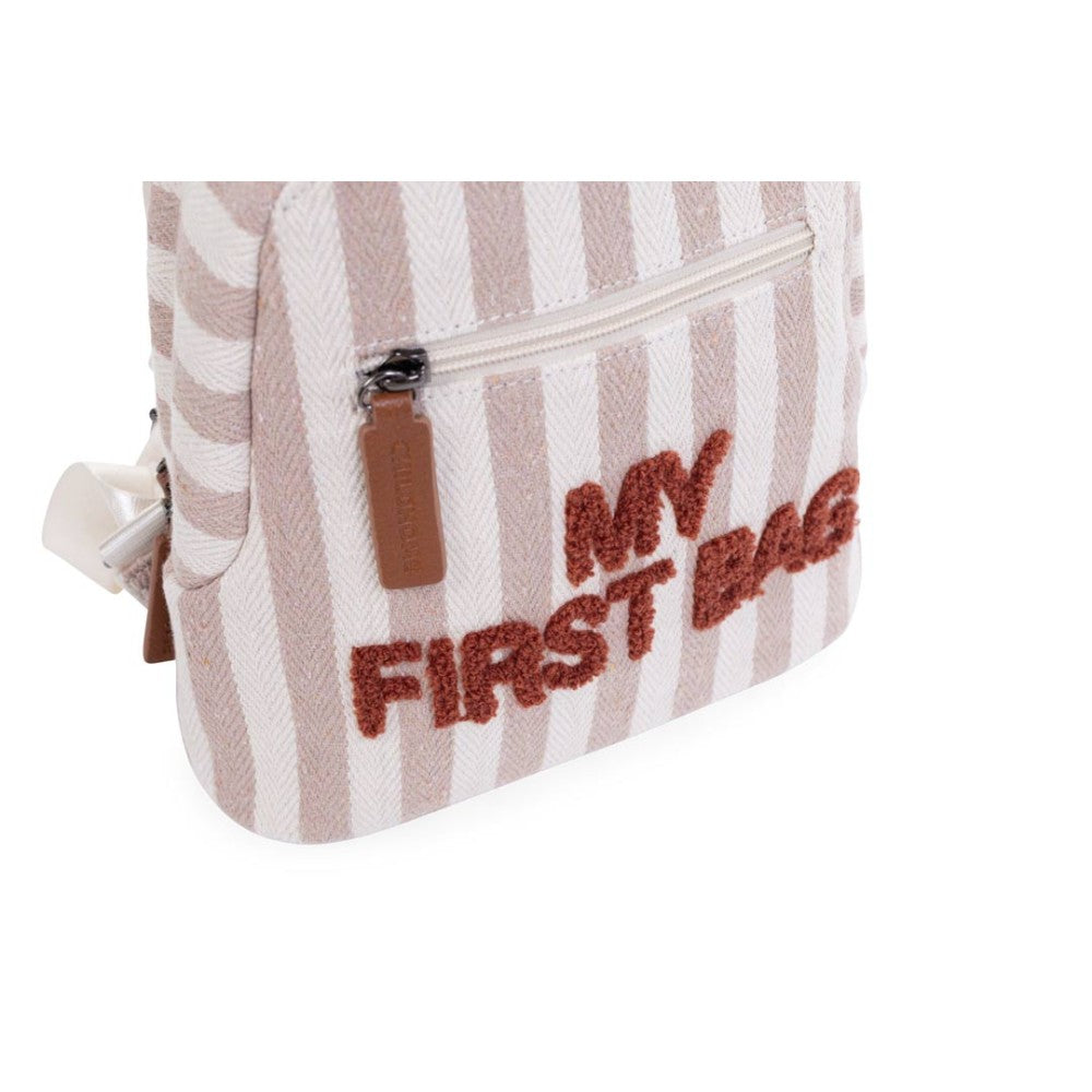 My First Bag Backpack Stripes Nude Terracotta