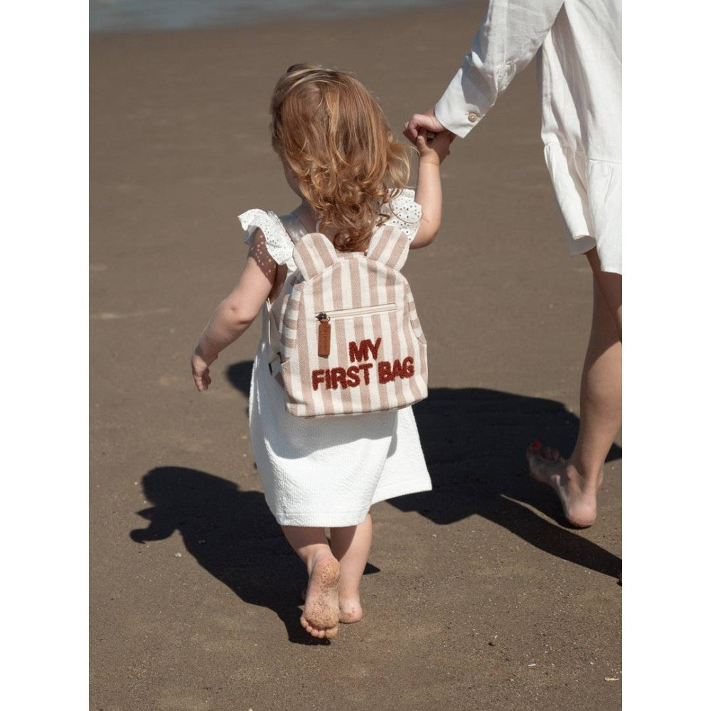 My First Bag Backpack Stripes Nude Terracotta